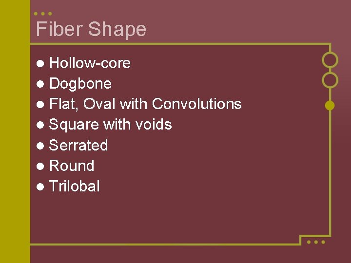 Fiber Shape l Hollow-core l Dogbone l Flat, Oval with Convolutions l Square with