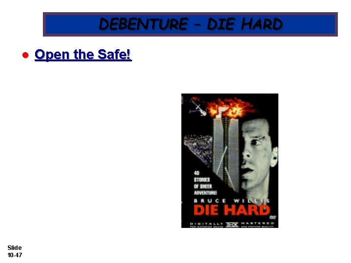 DEBENTURE – DIE HARD l Open the Safe! Okay, maybe you didn’t see the