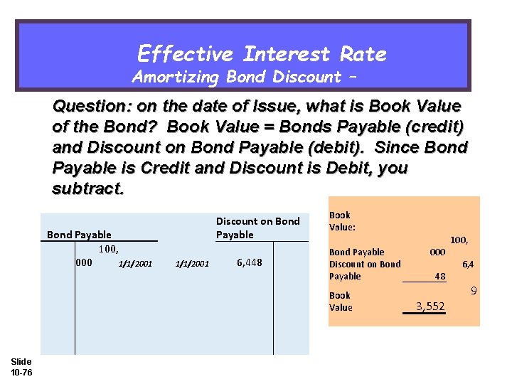 Effective Interest Rate Amortizing Bond Discount – Question: on the date of Issue, what