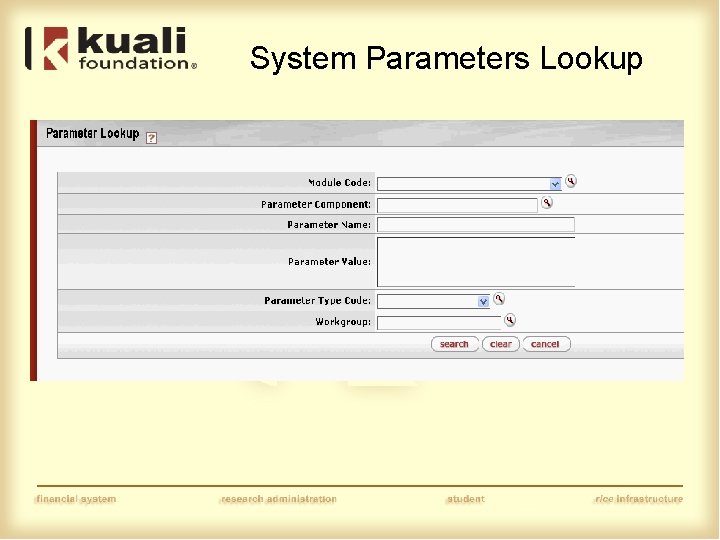 System Parameters Lookup 