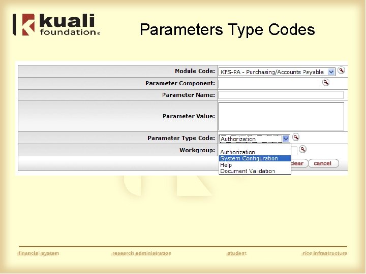 Parameters Type Codes 