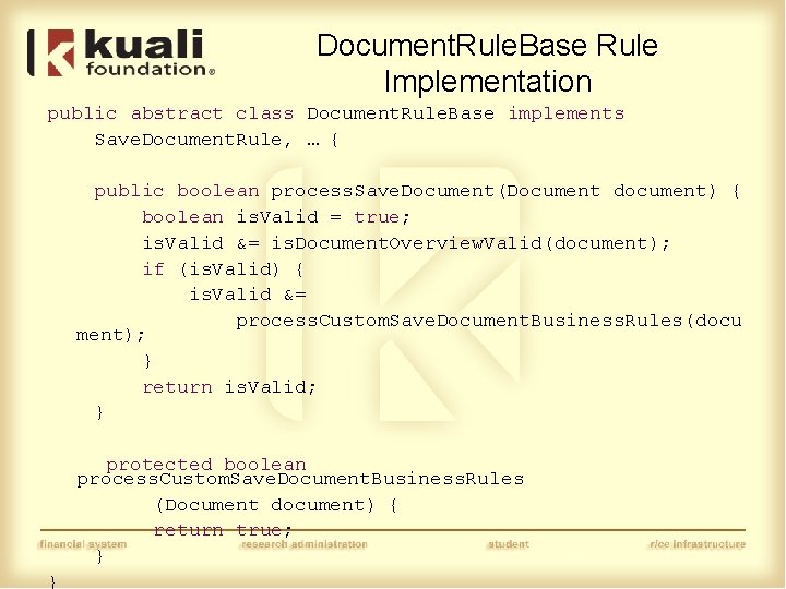 Document. Rule. Base Rule Implementation public abstract class Document. Rule. Base implements Save. Document.