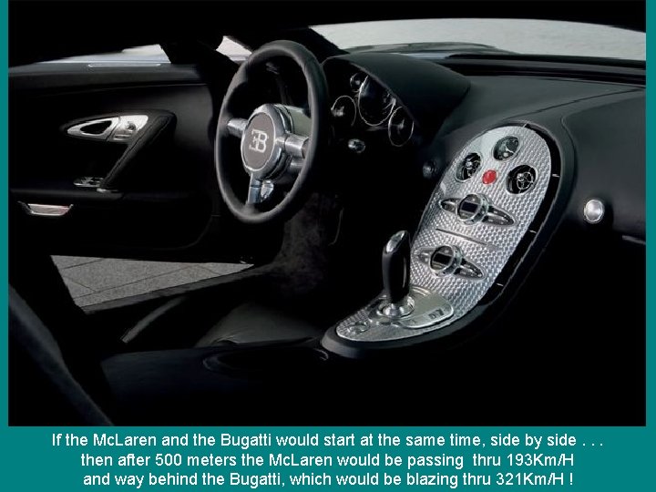 If the Mc. Laren and the Bugatti would start at the same time, side
