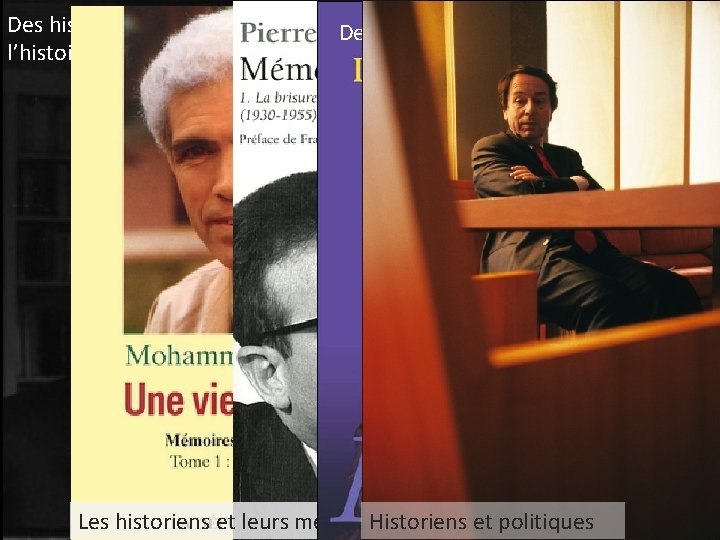 Des historiens acteurs de l’histoire Des historiens engagés Les historiens et leurs mémoires Historiens