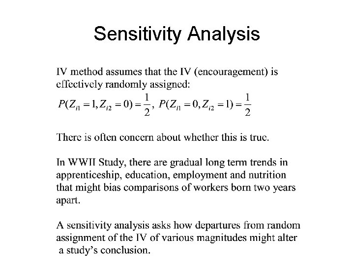 Sensitivity Analysis 
