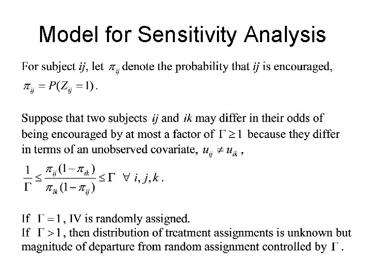 Model for Sensitivity Analysis 