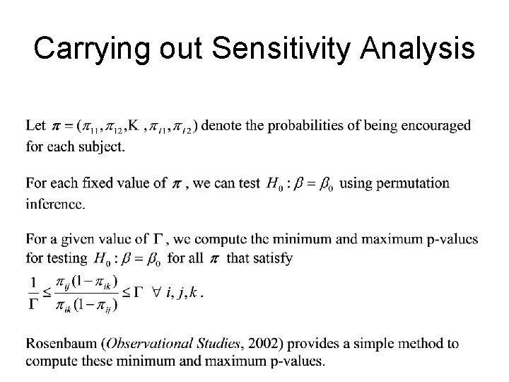 Carrying out Sensitivity Analysis 