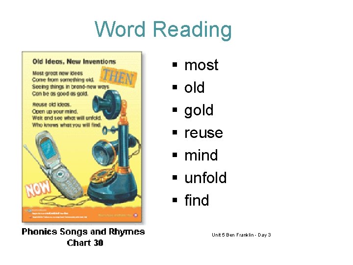 Word Reading § § § § most old gold reuse mind unfold find Unit