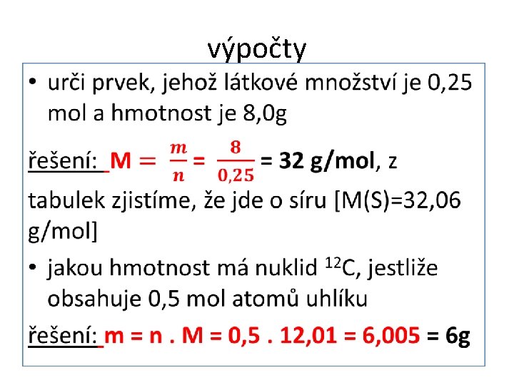  • výpočty 