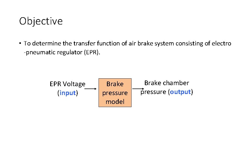 Objective • To determine the transfer function of air brake system consisting of electro Objective • To determine the transfer function of air brake system consisting of electro