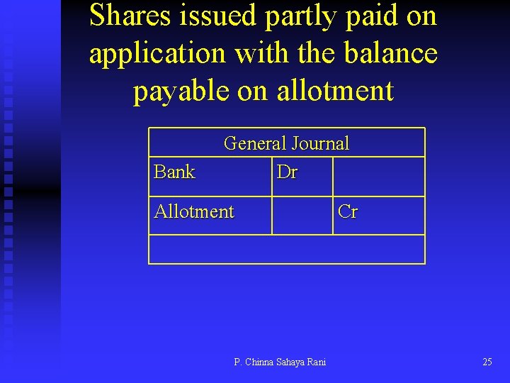 Shares issued partly paid on application with the balance payable on allotment Bank General