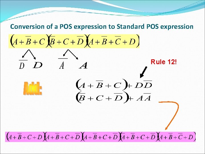 Conversion of a POS expression to Standard POS expression Rule 12! Conversion of a POS expression to Standard POS expression Rule 12!