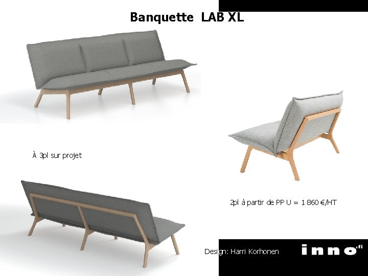 Banquette LAB XL À 3 pl sur projet 2 pl à partir de PP