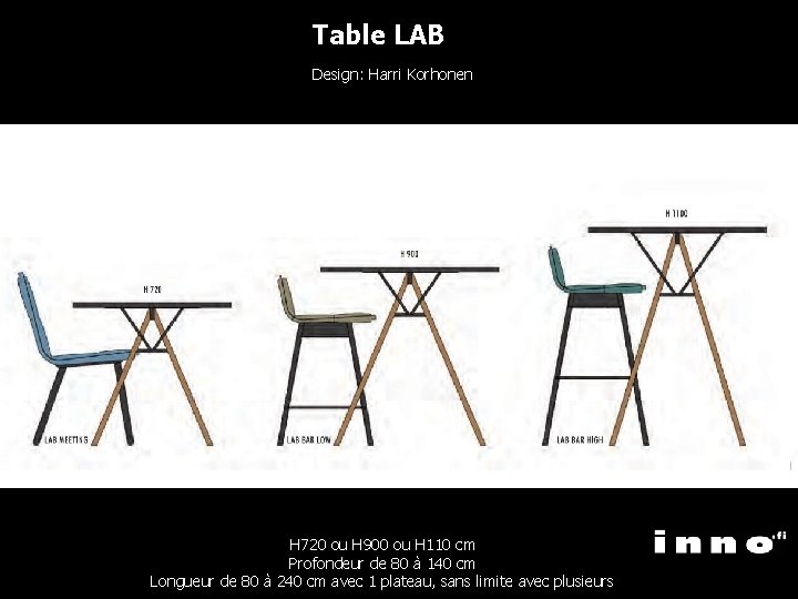 Table LAB Design: Harri Korhonen H 720 ou H 900 ou H 110 cm