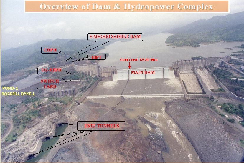 Overview of Dam & Hydropower Complex VADGAM SADDLE DAM CHPH IBPT UG-RBPH POND-1 ROCKFILL