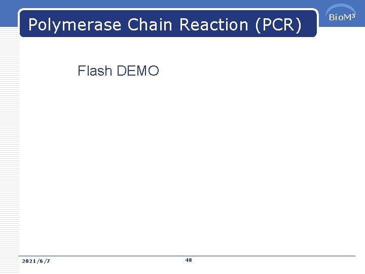 Polymerase Chain Reaction (PCR) Flash DEMO 2021/6/7 48 Bio. M 3 