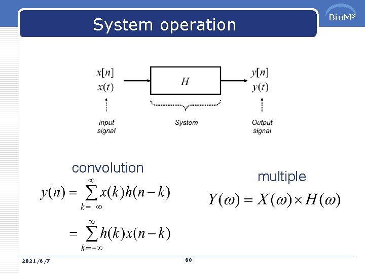 Bio. M 3 System operation convolution 2021/6/7 multiple 68 