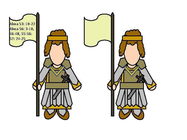 Alma 53: 10 -22 Alma 56: 3 -10, 46 -48, 55 -56: 57: 24