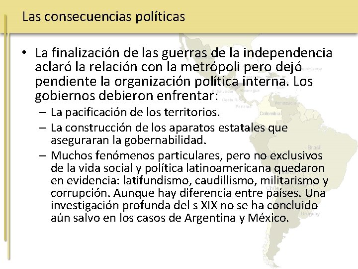 Amrica Latina y el Caribe Las consecuencias polticas