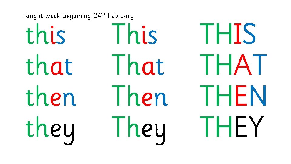 Taught week Beginning 24 th February this that then they This That Then They