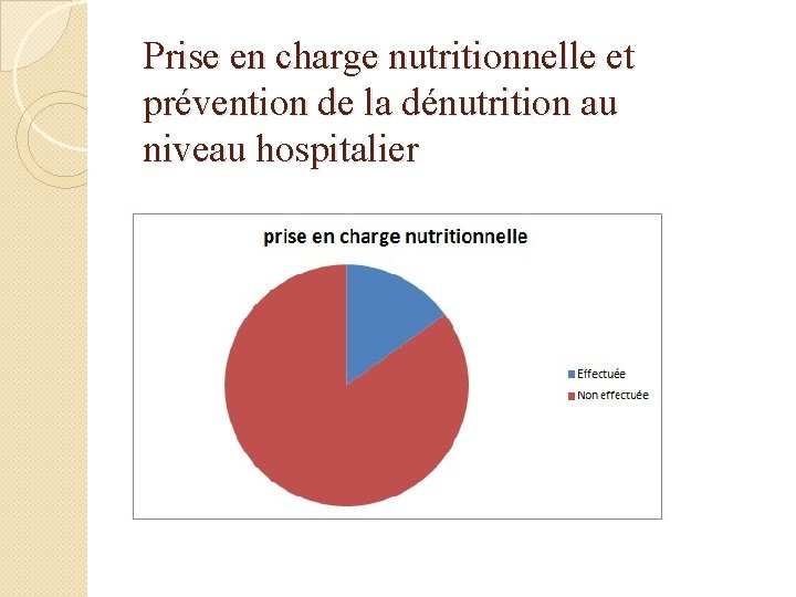 Prise en charge nutritionnelle et prévention de la dénutrition au niveau hospitalier 