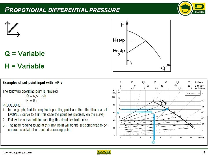 PROPOTIONAL DIFFERENTIAL PRESSURE Q = Variable H = Variable www. dabpumps. com 16 