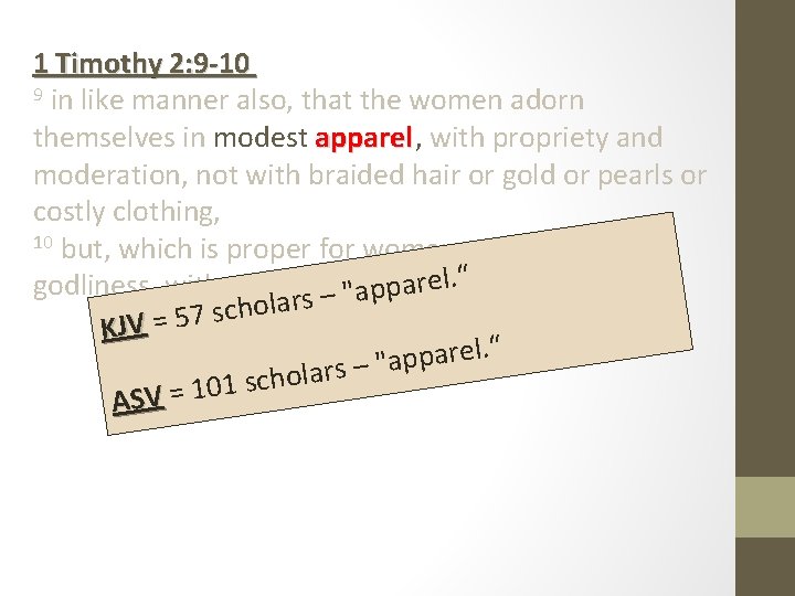 1 Timothy 2: 9 -10 9 in like manner also, that the women adorn