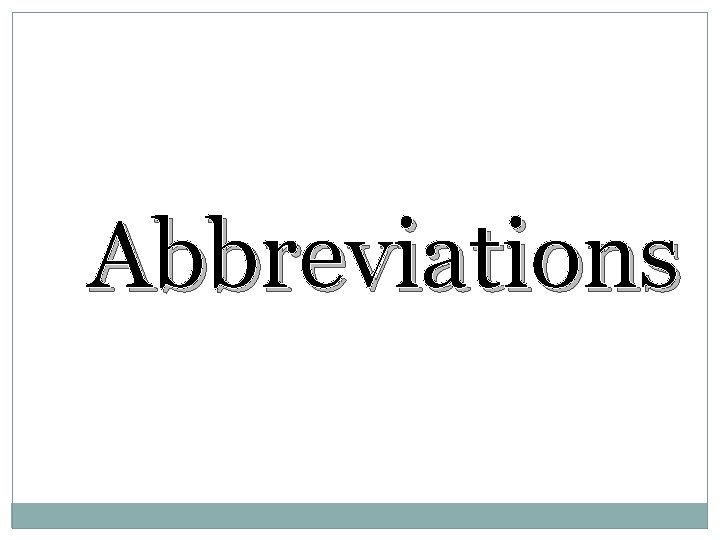Abbreviations 