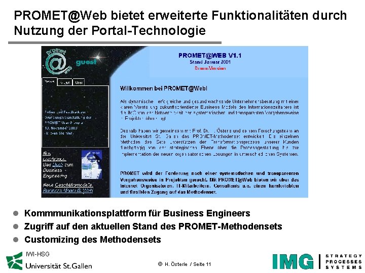 PROMET@Web bietet erweiterte Funktionalitäten durch Nutzung der Portal-Technologie l Kommmunikationsplattform für Business Engineers l