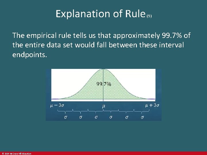 Explanation of Rule (9) The empirical rule tells us that approximately 99. 7% of