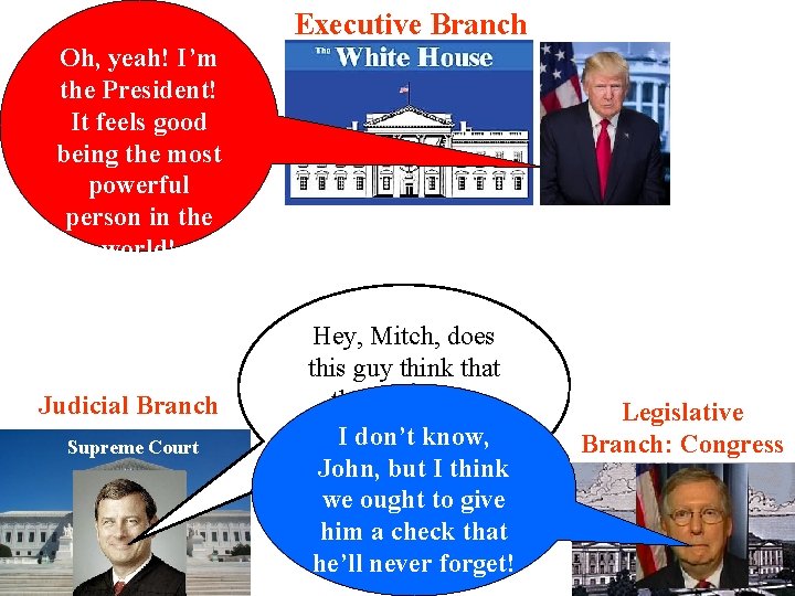 Executive Branch Oh, yeah! I’m the President! It feels good being the most powerful