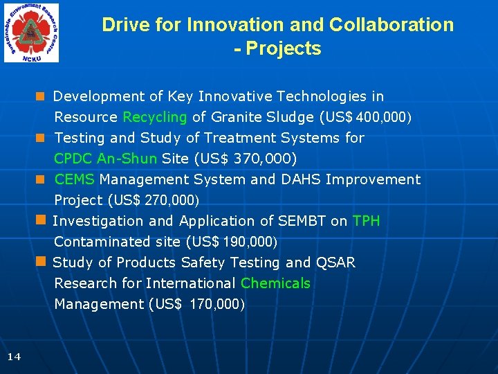Drive for Innovation and Collaboration - Projects n Development of Key Innovative Technologies in