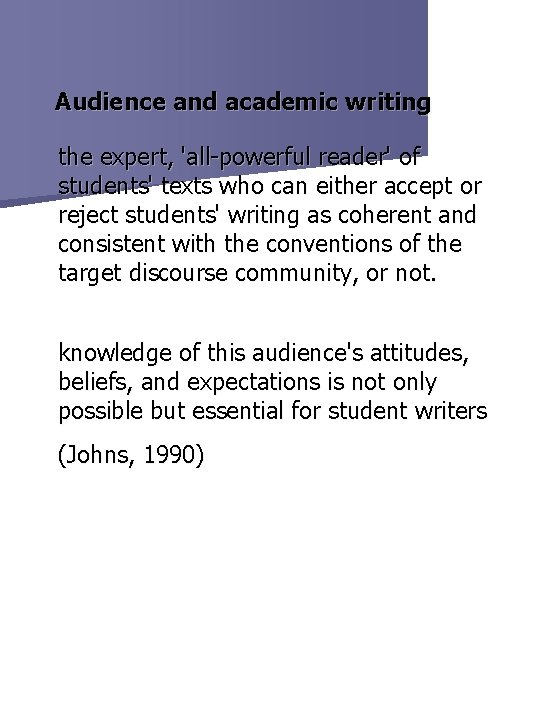 Audience and academic writing the expert, 'all-powerful reader' of students' texts who can either