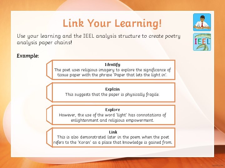 Link Your Learning! Use your learning and the IEEL analysis structure to create poetry