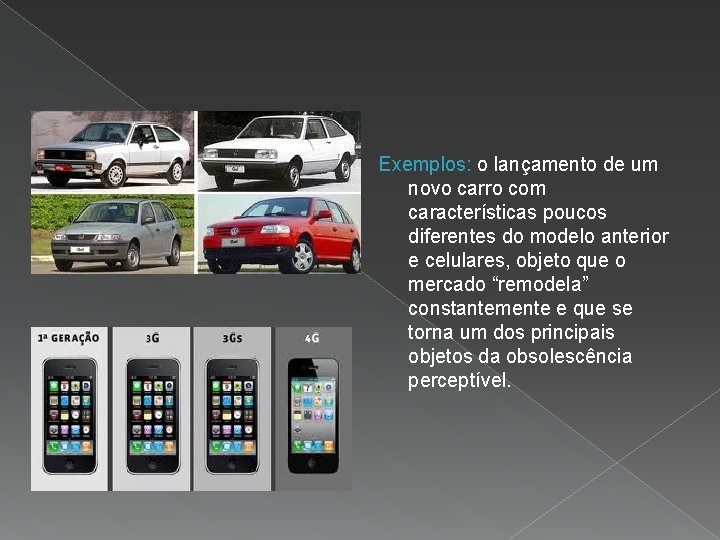 Exemplos: o lançamento de um novo carro com características poucos diferentes do modelo anterior