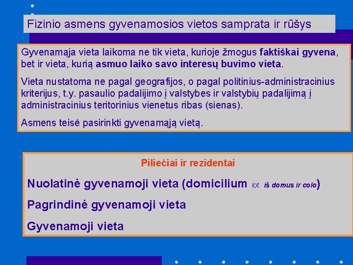 Fizinio asmens gyvenamosios vietos samprata ir rūšys Gyvenamąja vieta laikoma ne tik vieta, kurioje