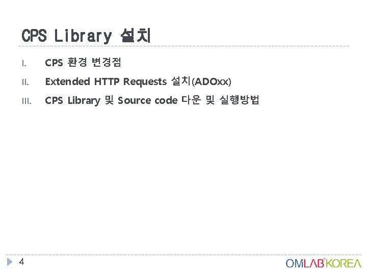 CPS Library 설치 I. CPS 환경 변경점 II. Extended HTTP Requests 설치(ADOxx) III. CPS