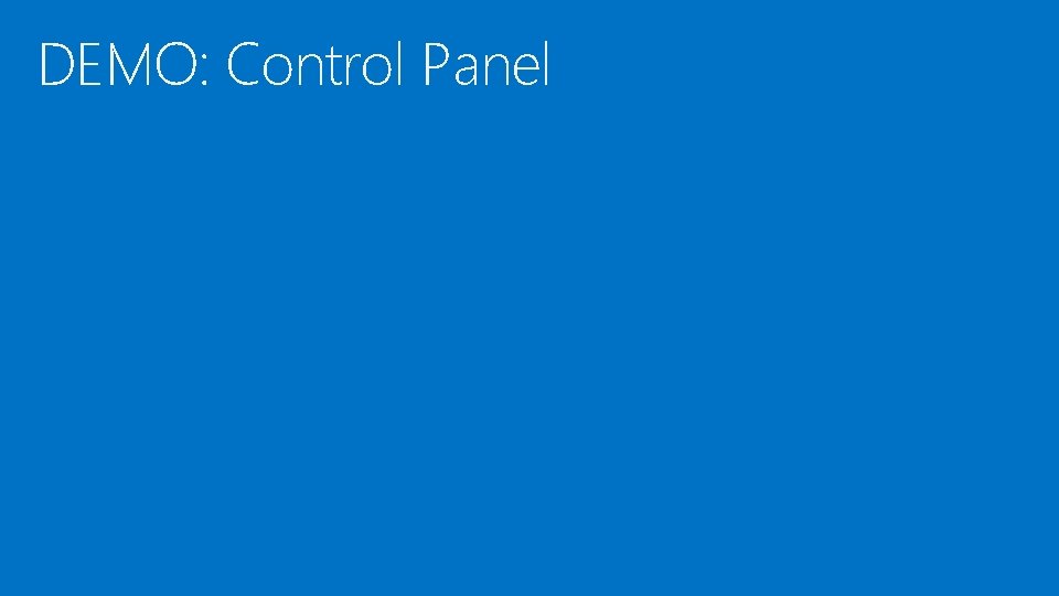 DEMO: Control Panel DEMO: Control Panel