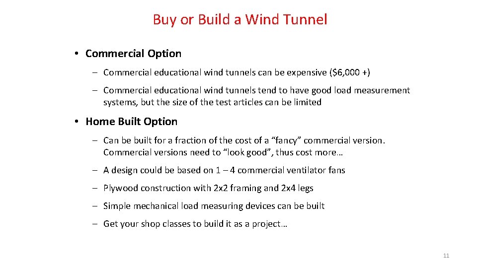 Buy or Build a Wind Tunnel • Commercial Option ‒ Commercial educational wind tunnels