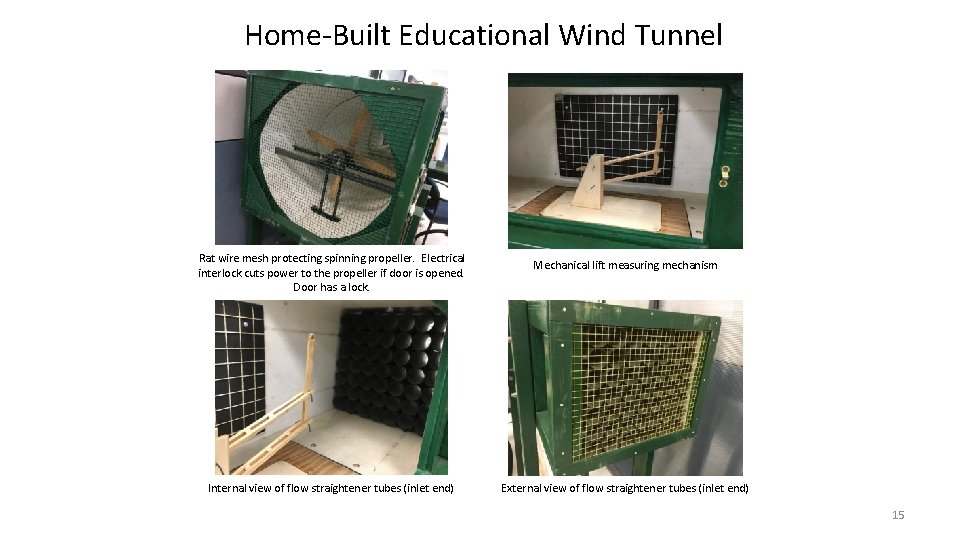 Home-Built Educational Wind Tunnel Rat wire mesh protecting spinning propeller. Electrical interlock cuts power