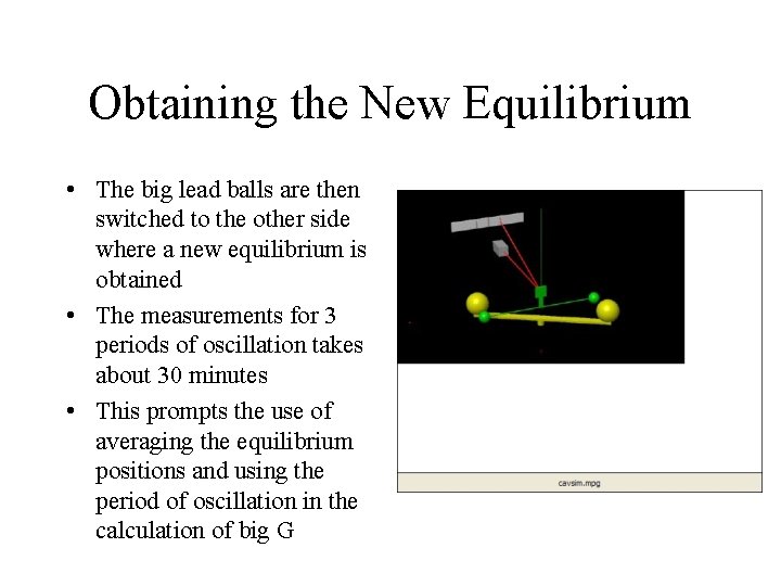 Obtaining the New Equilibrium • The big lead balls are then switched to the