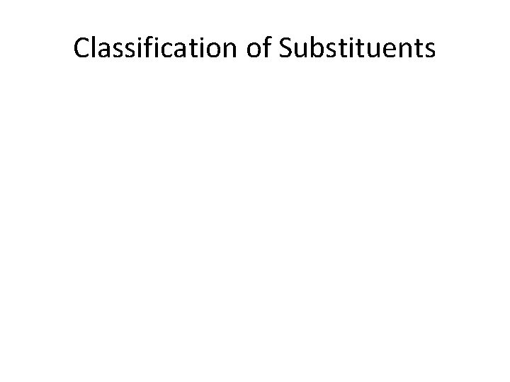 Classification of Substituents 