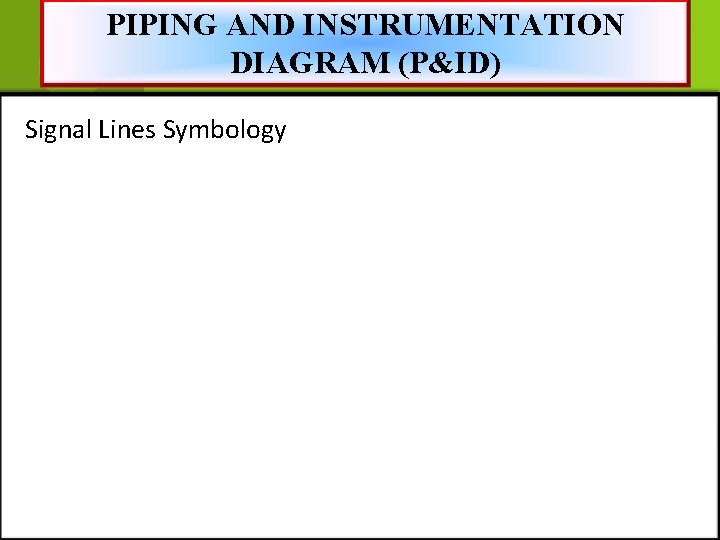 PIPING AND INSTRUMENTATION DIAGRAM (P&ID) Signal Lines Symbology 