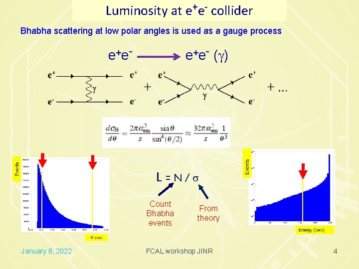 Luminosity at e+e- collider Bhabha scattering at low polar angles is used as a