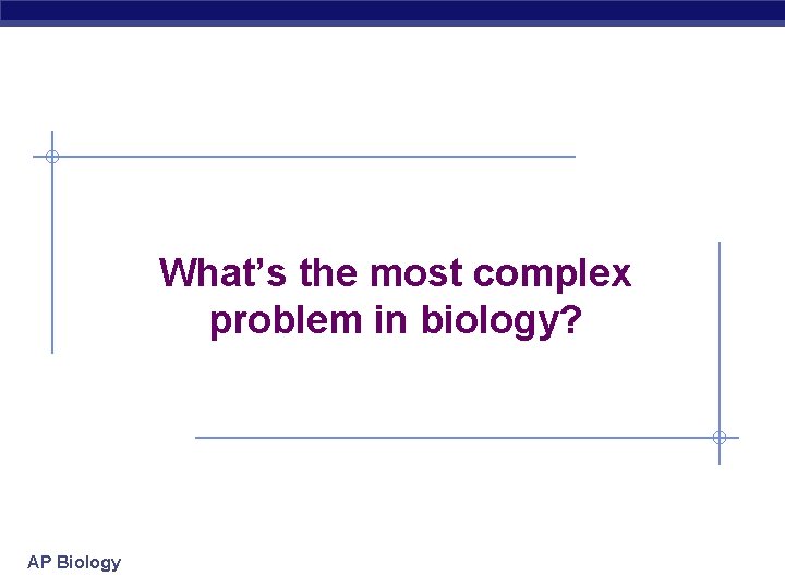 What’s the most complex problem in biology? AP Biology 