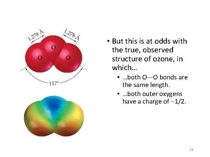  • But this is at odds with the true, observed structure of ozone,