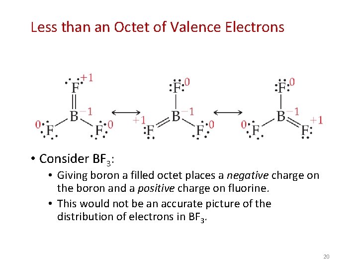 Less than an Octet of Valence Electrons • Consider BF 3: • Giving boron