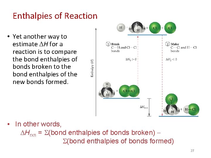 Enthalpies of Reaction • Yet another way to estimate H for a reaction is