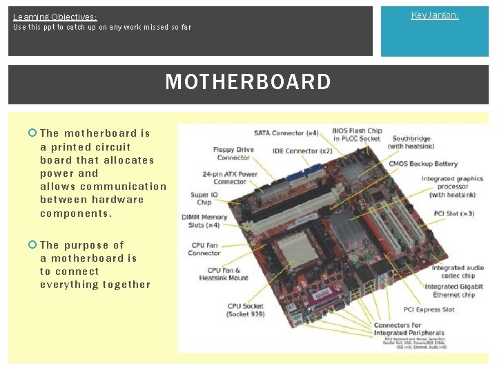 Key Jargon: Learning Objectives: Use this ppt to catch up on any work missed