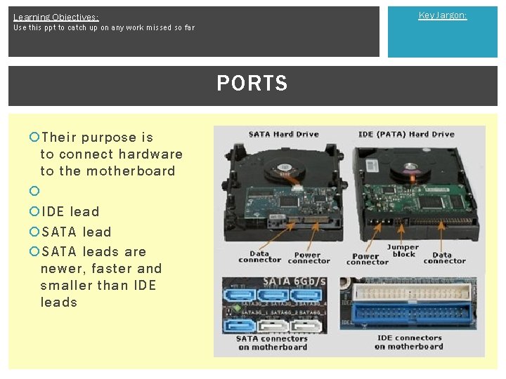 Key Jargon: Learning Objectives: Use this ppt to catch up on any work missed